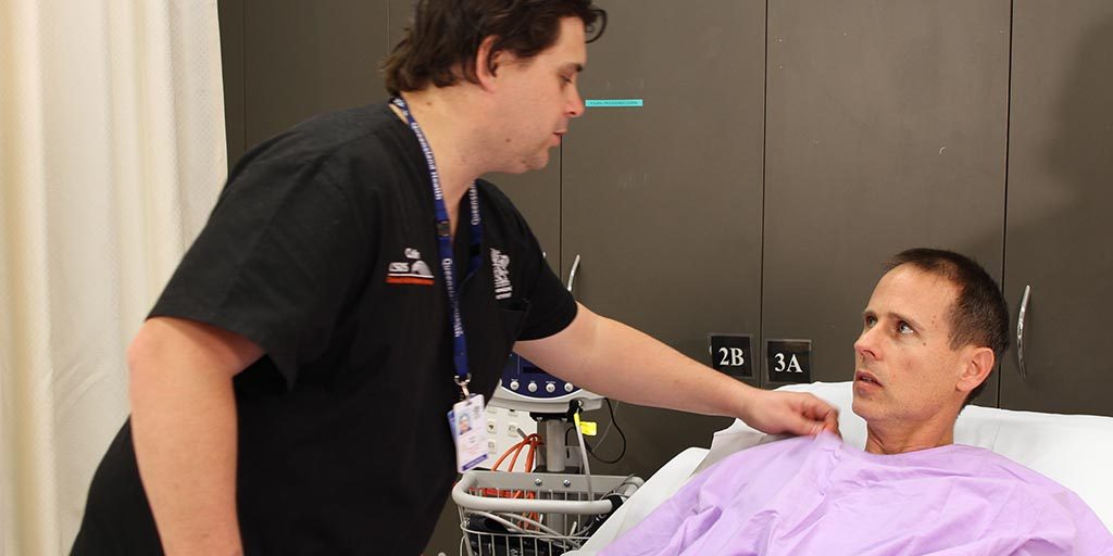 Clinician with patient